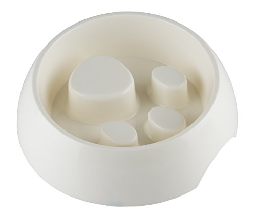 Schramm Onlinehandel Anti-Dos Pasteles comedero 1000 ml Perros Gatos Perros de Pasteles con diseño de Gatos y Hueso Anti-de Arrastre - comedero de Colour Blanco