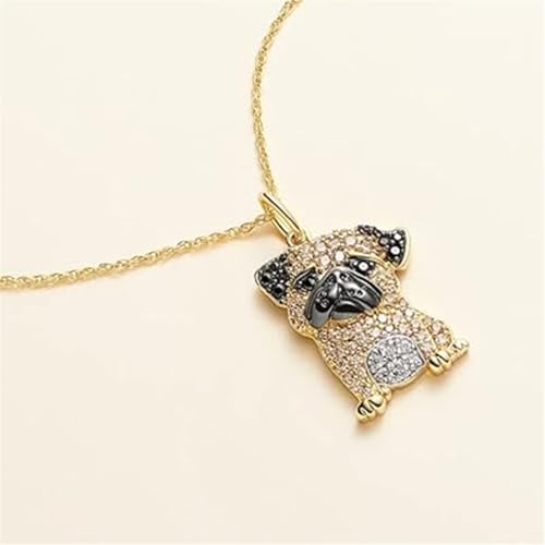 DUTACK Goldener Mops-Anhänger für Frauen – bezaubernder Schmuck für Hundeliebhaber, florales Emaille-Haustierzubehör, aufmerksames Geschenk für Geburtstage und Feiertage, M, Legierter Stahl, Abalone