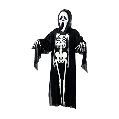 XWLEYW Black Skeleton Costume for Kids, Halloween Fancy Dress, Chucky Kid Halloween Spooky Skeletons Costumes for Boys and Girls，Ideal for Trick-or-Treating, Cosplay（90cm）