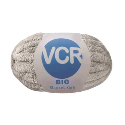 Image of VCR Light Grey Yarn, 200 Grams Big Chunky Hank, 22 Meters Length, Suitable for Knitting Blankets and Pillows, 100% Polyester Yarn Ball for Crochet DIY, Soft Threads, Pack of 1