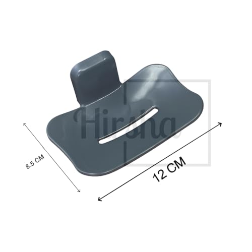 Image of Self Adhesive Soap Holder for Bathroom Wall | Plastic Soap Stand with Drain Tray | Wall Mounted Soap Dish | No Drilling Bathroom Soap Holder (Oval Gray 04)