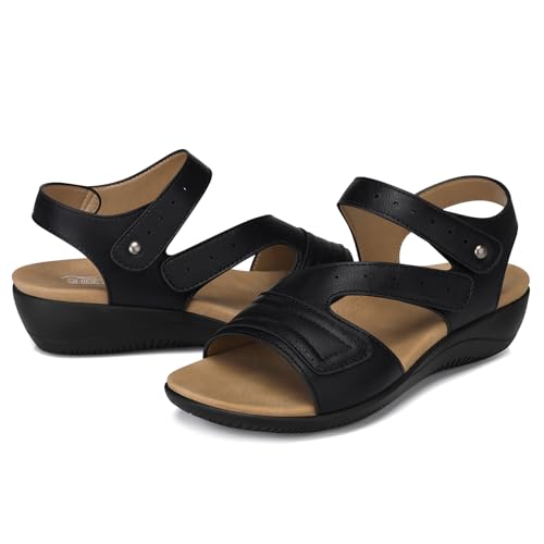 SHIBEVER Wedge Sandals for Women Dressy: Summer Low Wedges 2025 Platform Walking Comfortable Ankle Strap Womens Shoes2