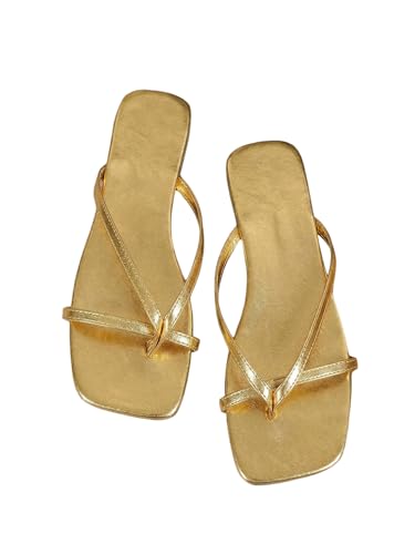 Image of GORGLITTER Women's Strappy Square Toe Thong Sandals Dressy Summer Cute Vacation Beach Comfortable Flip Flops Slide Shoes 2026