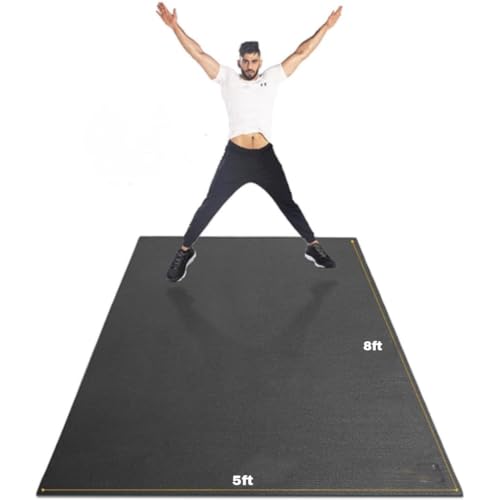 Image of ProGrip by Dhara EVA Rubber Gym Mat 8x5 Feet | 30mm Thick Heavy Duty Exercise Flooring for Treadmill, Dumbbell & Weightlifting Area | Anti-Slip, Shock Absorbing, Noise Reduction | Black