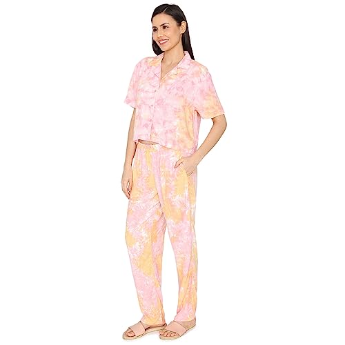 Image of Zivame Basics Knit Cotton Pyjama Set for Women - Medieval Blue