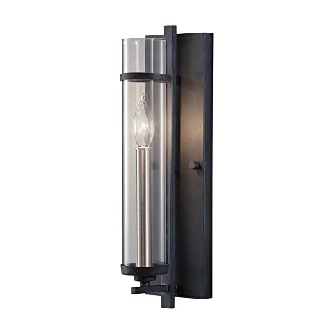 Feiss WB1560AF/BS Ethan Glass Wall Sconce Candle Lighting, Iron, 1-Light (5"W x 17"H) 60watts Cover