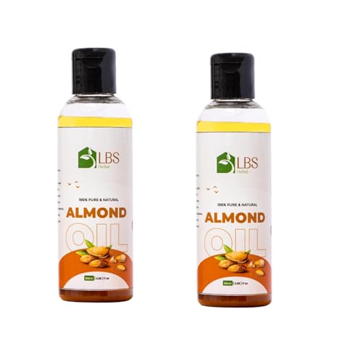 LBS Pure Sweet Almond Oil 100% Extra Virgin Cold-Pressed Natural Oil For Skin, Hair, & Nails Enriched With Vitamin E & A Deep Moisturization For Healthy Skin & Hair 100Ml (Pack_2)