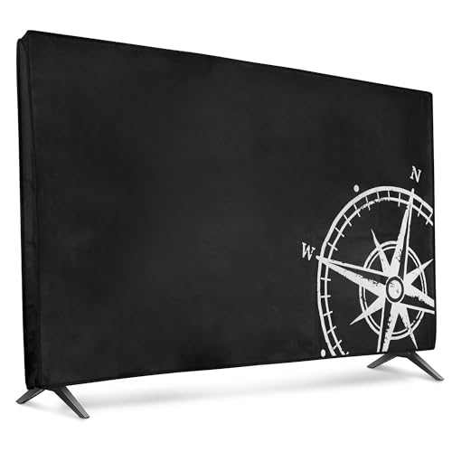 kwmobile 65' TV Abdeckung Indoor - Fernseher Hülle Bildschirmschutz Abdeckung - TV Bildschirm Staubschutzhülle - Fernsehabdeckung - Weiß Schwarz