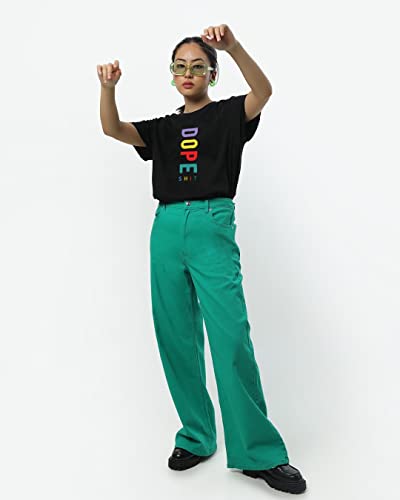 Image of Bewakoof Women's Typography 100% Cotton T-Shirt - Boyfriend Fit, Round Neck, Half Sleeves