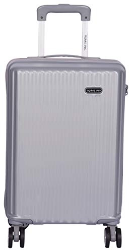 Image of ROMEING Capri 20 inch, Polycarbonate Luggage, Hard Sided, (Silver 55 cms) Small Cabin Trolley Bag | 8 Spinner Smooth Wheels | TSA Lock | Unbreakable | Men & Women