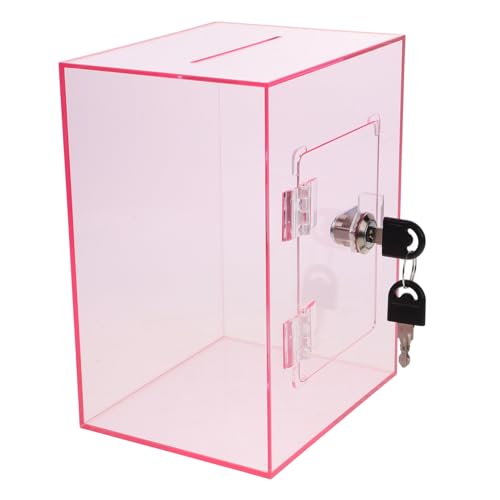 MOTHNUR Transparente Rosa Acryl Spendenbox mit Schloss