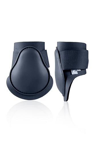 HORZE Chicago Fetlock Rear Boots | Lightweight, Adjustable, Jumping Horse Boots (Pair) - Dark Dark Blue - Cob