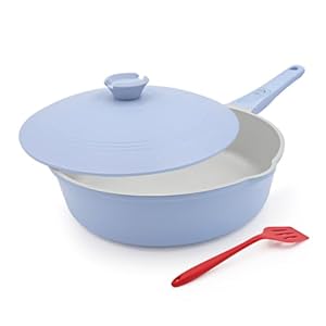 AIKENBBKK Pfanne 24 cm mit Aluminiumdeckel, Antihaft Keramik Bratpfanne 24 cm mit Abnehmbarer Griff, Geeignet für alle Herdarten