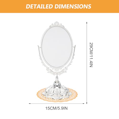 Miroir de maquillage vintage en métal argenté élégant pour coiffeuse chic