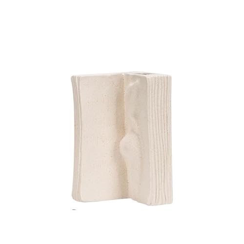 GFHTRELY Vase Embossed Craft Bookends European-style Plain-fired Ceramic Vase Dry Flower Arrangement Hotel Cafe Decoration Ornaments Flower Vases(L)