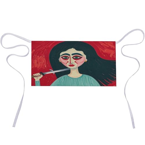 DJUETRUI The Portrait of Horror Adjustable for Women Men with Pockets Extra Long Lab Apron Butcher Apron Oxford Cloth Cotton Apron for Kitchen Cooking Baking