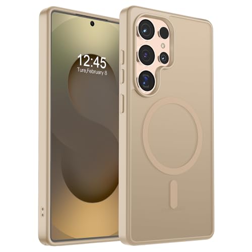 Image of SUPFINE Magnetic for Samsung Galaxy S25 Ultra Case(Compatible with MagSafe) (Military Grade Drop Protection) Slim Translucent Shockproof Phone Case,Pink Gold