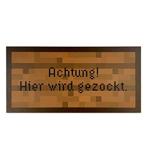 signodoo® Funschild Achtung! Hier Wird gezockt | BxH: 30,0 x 20,0 cm, Aluminiumverbundplatte | Schld mit lustigem Spruch | Spaßschild | Gaming Schild | Geschenk für Gamer | Gamingraum Dekoration Cover
