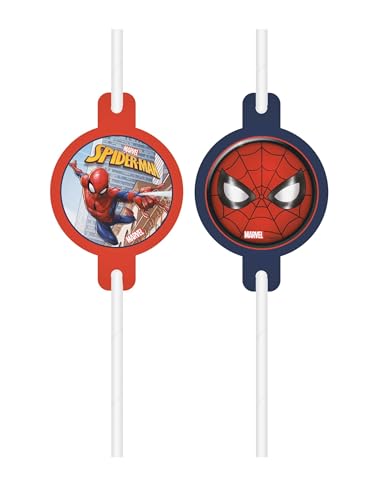 4 Pailles médaillon Spiderman Fighter