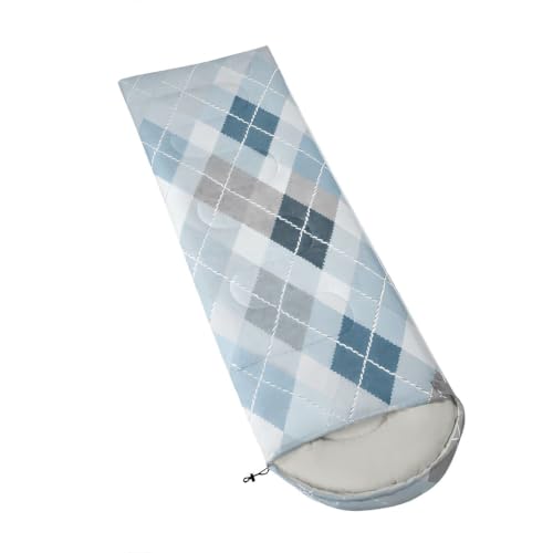 Feelyou Bolsa de Dormir para Camping con Patrón Tradicional Argyle, para 3 Temporadas, Cálida y Ligera, para Adultos y Niños, Color Blanco Azul miniatura 3