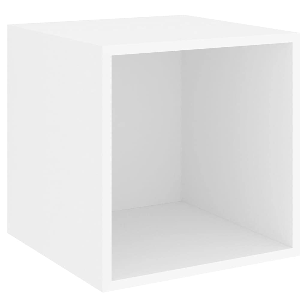 4-TLG. TV-Schrank-Set, Weiß Holzwerkstoff, Modernes Media-Center für Wohnzimmer, Schlafzimmer, Vielseitige Wandmontage, Stilvolle Aufbewahrungslösung