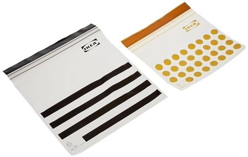 ISTAD Plastic Bag, black and yellow, Pack of 60, Comprises: 30 bags (0.4 l) and 30 bags (1 l), Can be used over and over again since it can be re-sealed.