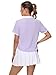 Pdbokew Women's V-Neck Polo Shirt Curved Hem Golf Tops Purple Large