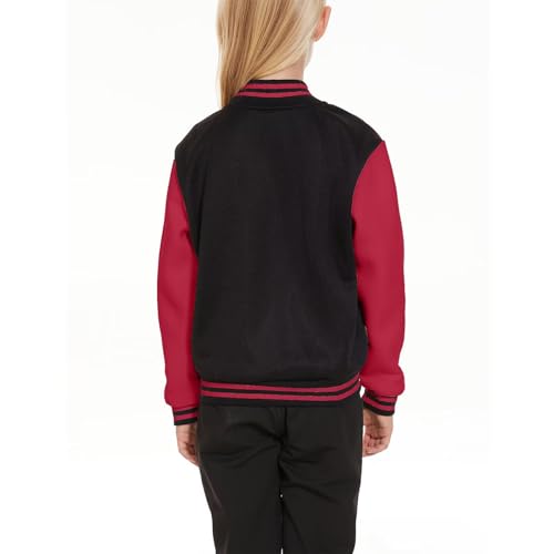 Image of ACEFAST INC Kids Baseball Jacket School Varsity Uniform Casual Sweatshirt Girls Sweater Jacket Baseball Solid Color