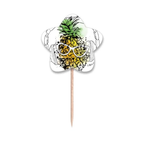 Picks à cupcake drapeau étoile et lunettes pour fête - 2