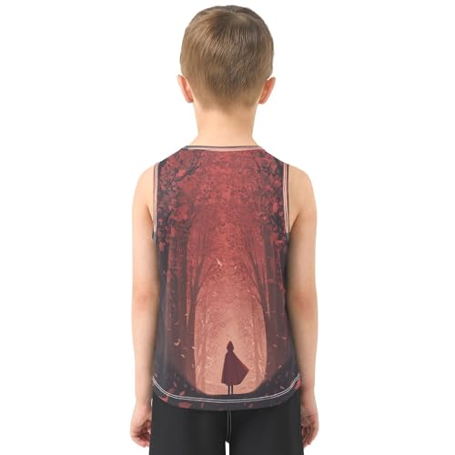 Hooded Figure Crimson Boys Tank Tops Quik Dry Toddler Tank Top Undershirts T-Shirts for Sports,3T3