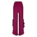 Womens Dance Party Pants High Waist Fashion Ruffles Split Stretchy Comfy Wide Leg Sweatpant Dressy Casual Trouser Hot Pink Medium