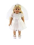 American Fashion World White Communion Dress Set for 18-Inch Dolls | Veil Included | Premium Quality & Trendy Design | Dolls Clothes | Outfit Fashions for Dolls for Popular Brands