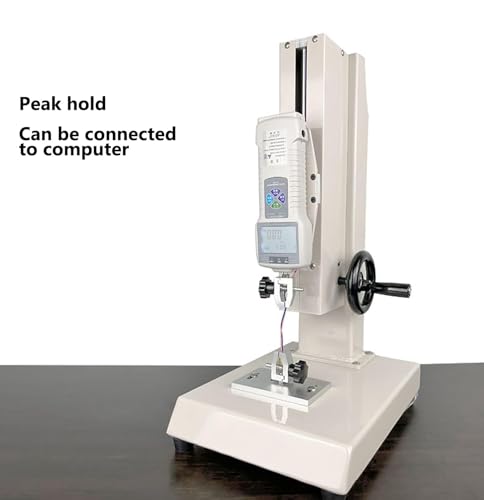 Digital Tensile Testing Machine 10-1000N, Manual Force Gauge with 5 Probes, Hand Crank Vertical Force Tester for Compression & Tension Measurement, Durable Quality