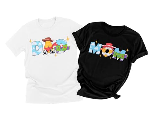 Toy Dad Shirt Toys Mom T-Shirts Funny Mama and Dada Shirts Matching Birthday Top Family Vacation Cartoon Tee