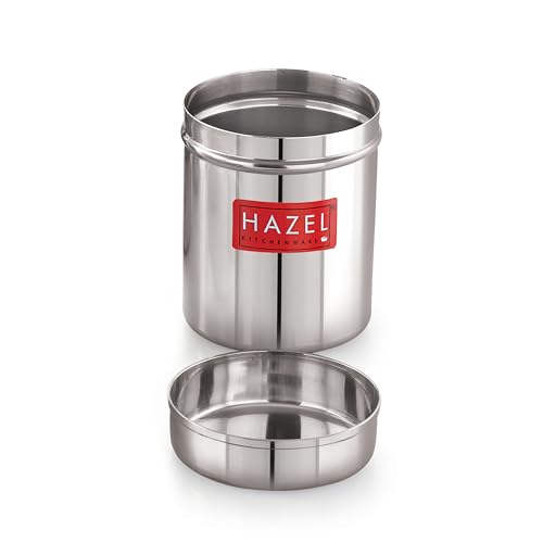 Image of HAZEL Stainless Steel Container /Ubha Dabba /Jar with Lid | Airtight Kitchen Storage | Small Steel Canister 150 ml | 6 cm Dia