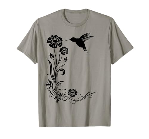 Summer Shirt. Hummingbird with Flowers Colibri. T-Shirt