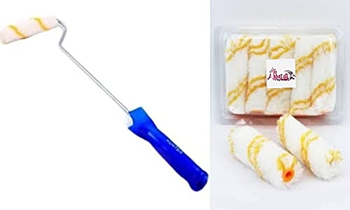 ABBASALI Painting Brush Roller Wall Decoration Wall Paint Roller 4'' Mini Paint Roller with 10 Pcs Replacement Roller Covers Corrosion Resistance Home Painting Brush House Decoration Painting Brush