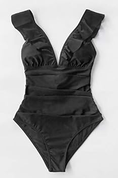 CUPSHE Badpak voor dames, triangel, V-hals, strepen, buikcontrole