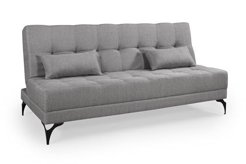 Sofá Cama Solteiro Nevada Reclinavel Revestimento Linho Pes em Ferro (CINZA)