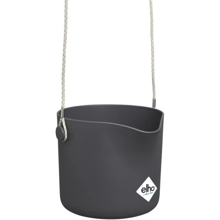 elho B.for Swing 18 - Hanging Plant Pot Indoor - 100% Recycled Plastic - diameter 18.0 x H 16.5 cm - Black/Anthracite