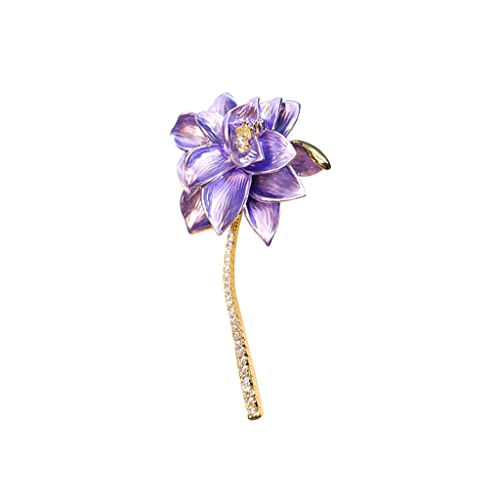 Broche fleur violette anti-glisse pour foulard en soie et revers de veste