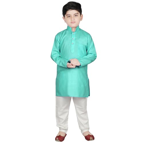 Image of SG YUVRAJ Raw Silk Kurta Set for Boys