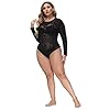 Hanna-Nikole-Womens-Plus-Size-See-Through-Bodysuit-Sheer-Long-Sleeve-Jumpsuit Hanna Nikole Women Plus Size Bodysuit Long Sleeve Leotard Top Basic Stretchy Jumpsuit 18W
