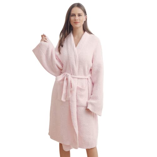 Image of bearberry Plush Hoodless Bath Robe Women's Loungewear Sleep Robe Indoor Outfit