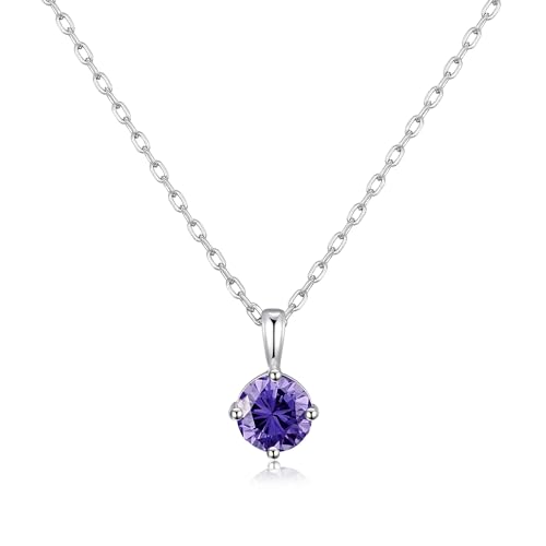 Collier en argent sterling Philip Jones anti-allergie avec pendentif améthyste et cristaux