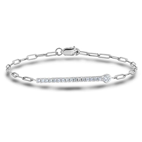 Image of Polar Light Signature Canadian Diamond Charm Bracelet in .925 Sterling Silver - Choice of Rolo or Paperclip Style Chain