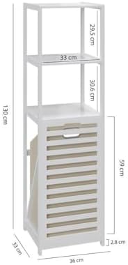 Digithome Bambu Beyaz Mat Lake Kirli Sepetli 3 Raflı Banyo Düzenleyici Çamaşır Sepeti DB-0019 - Görsel 2