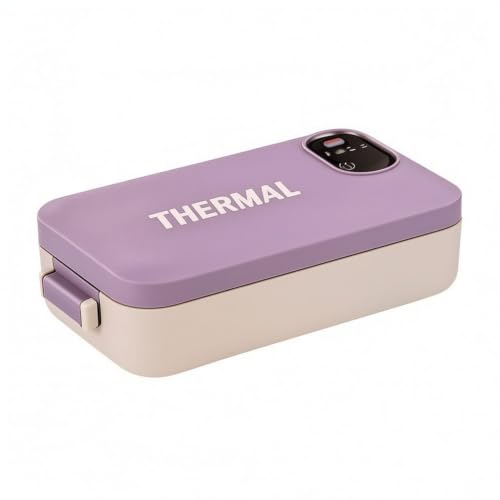 Image of ojiva Rechargeable Electric Lunch Box with Detachable Liner Cordless Lunch Box with Stainless Steel Container Portable Food Warmer Self-Heating for Office Workers, Commuters, Work, Travel, Bean