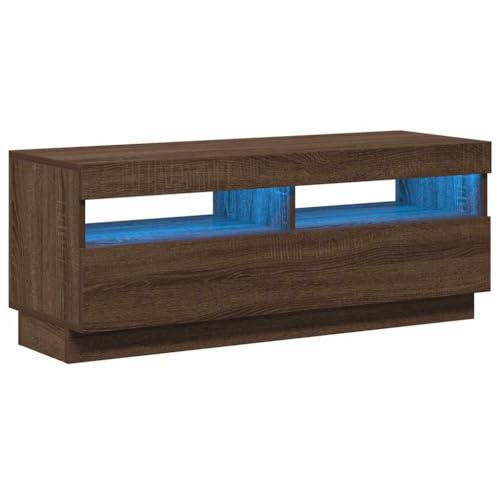 vidaXL Mueble de TV con Luces LED marrón Roble 100x35x40 cm