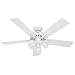 Hunter 53114 The Sontera 52-Inch Ceiling Fan with Five White/Bleached Oak Blades and Light Kit, White